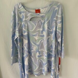 Hearts of Palm Mint To Be Mintmul Swirl Cutout Long Sleeve Tunic Top M